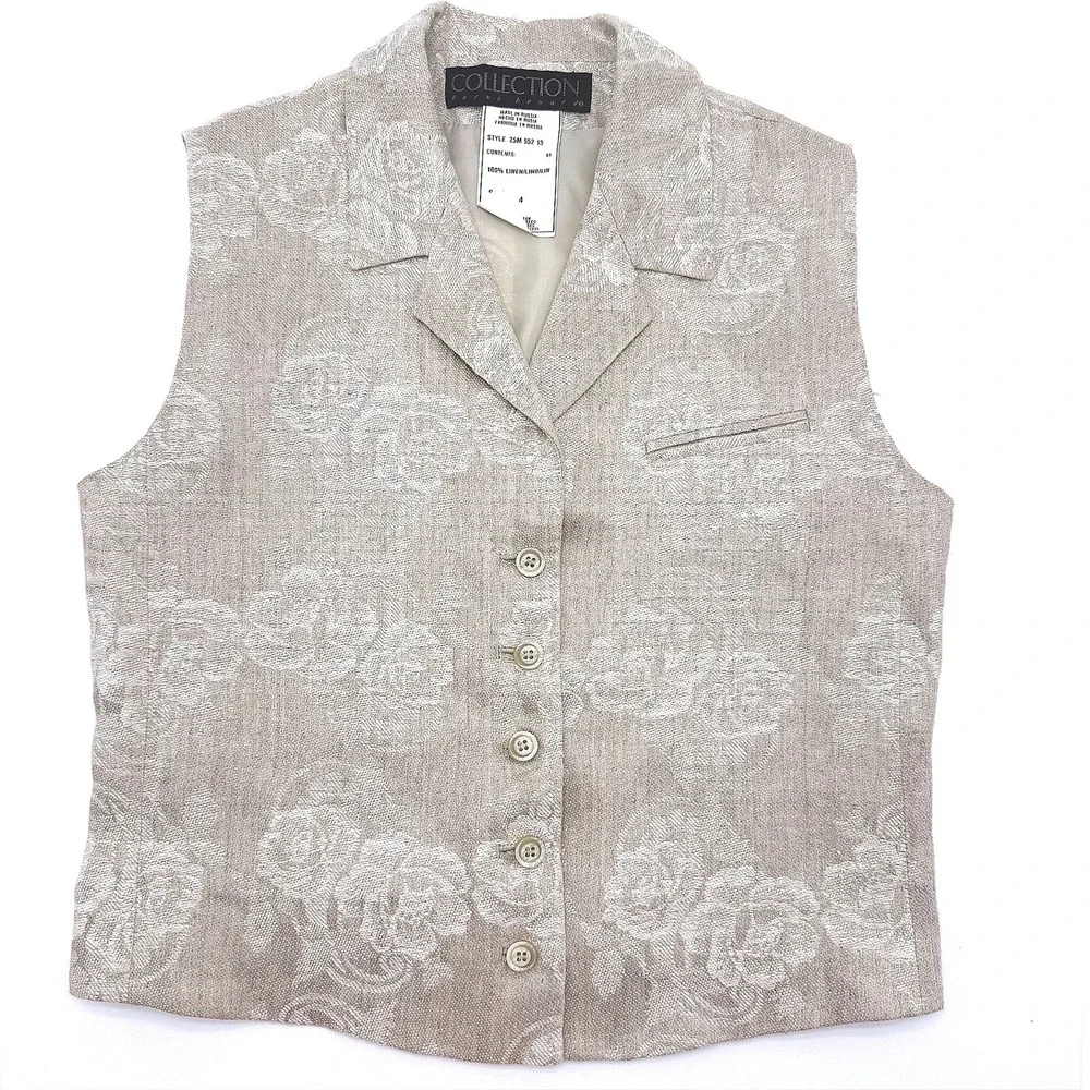 Harve Benard Collection Women's 100% Linen Floral Vest Size‎ 4